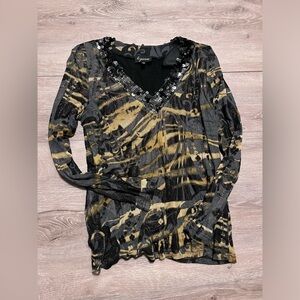 Vintage Black and Gold Women's Top